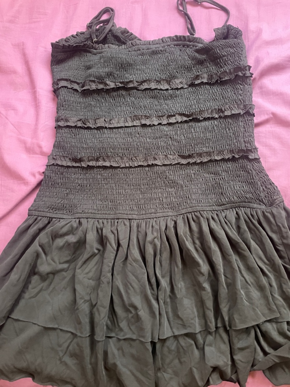 Urban Outfitters Black Smocked Top with Spaghetti Straps - Picture 4 of 7